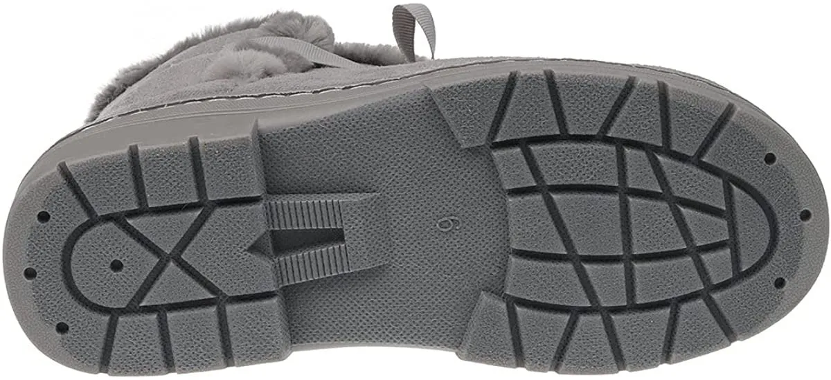 Boots Moc Toe Fifth & Luxe Womens Comfortable and Warm Microsuede Winter Boot with Pom Pom Bow