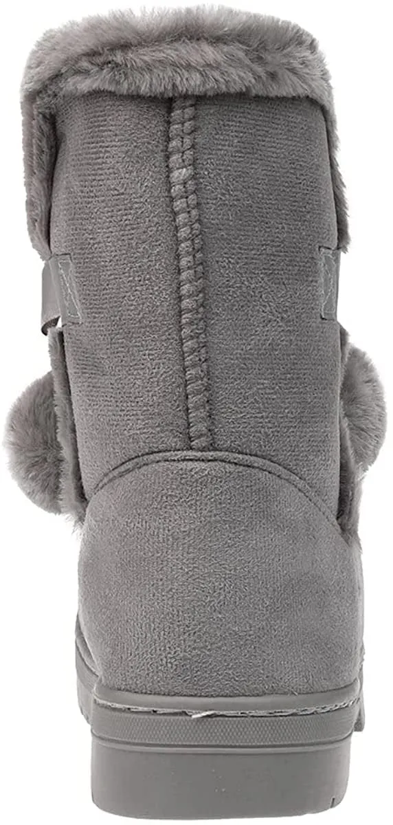 Fifth & Luxe Womens Comfortable and Warm Microsuede Winter Boot with Pom Pom Bow Steel Cap Hiking Boots