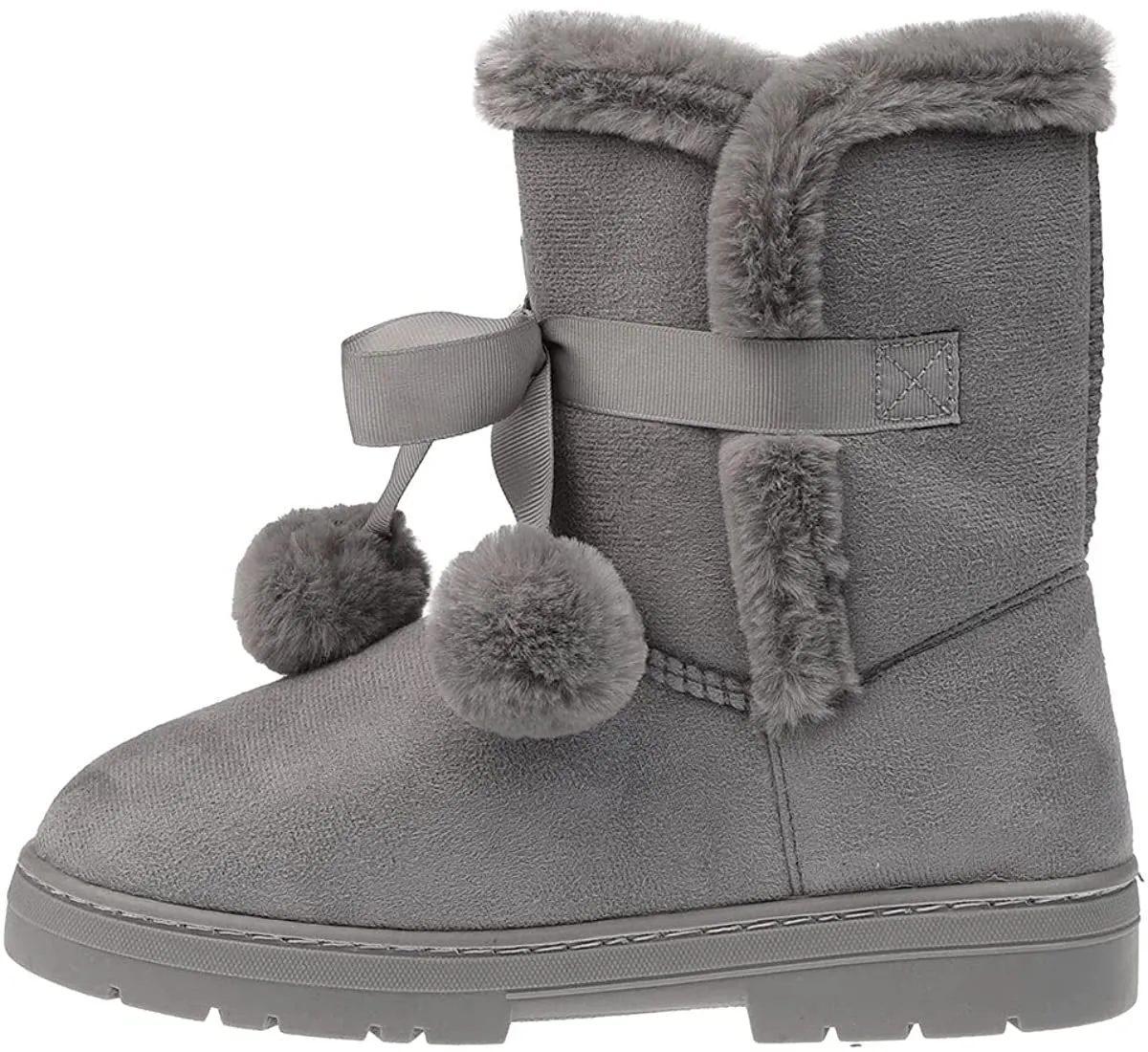 Boots For Hunting Fifth & Luxe Womens Comfortable and Warm Microsuede Winter Boot with Pom Pom Bow