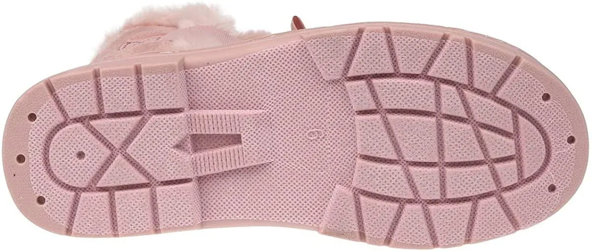 Fifth & Luxe Womens Comfortable and Warm Microsuede Winter Boot with Pom Pom Bow Earth Boots