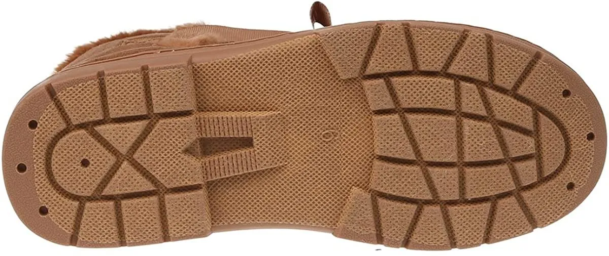 Fifth & Luxe Womens Comfortable and Warm Microsuede Winter Boot with Pom Pom Bow Slip On Composite Toe Boots