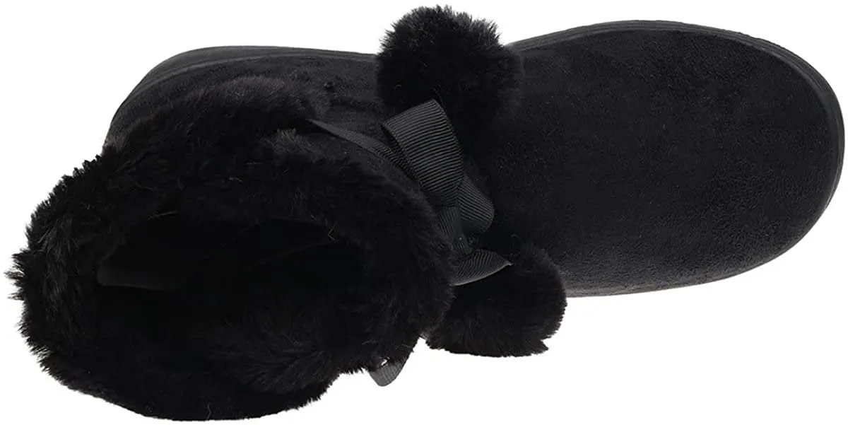 Fifth & Luxe Womens Comfortable and Warm Microsuede Winter Boot with Pom Pom Bow Agsu Jump Boots