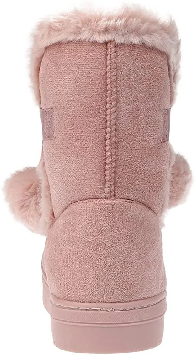 Fifth & Luxe Womens Comfortable and Warm Microsuede Winter Boot with Pom Pom Bow Lands End Duck Boots