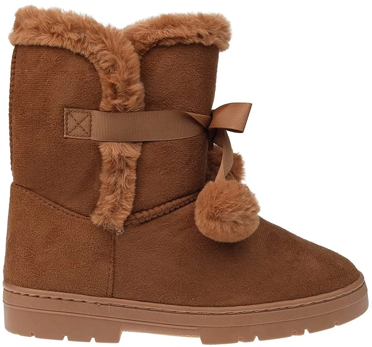 Fifth & Luxe Womens Comfortable and Warm Microsuede Winter Boot with Pom Pom Bow Winter Boots Waterproof Insulated