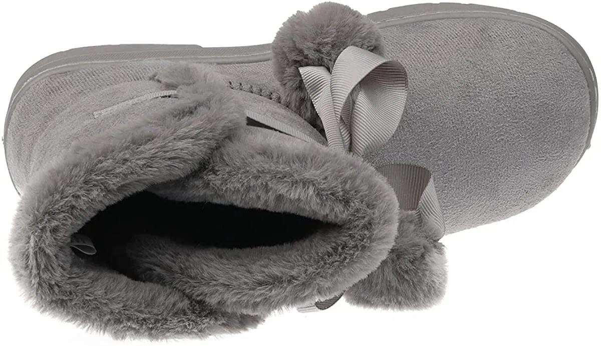 Hunter Boots For Snow Fifth & Luxe Womens Comfortable and Warm Microsuede Winter Boot with Pom Pom Bow