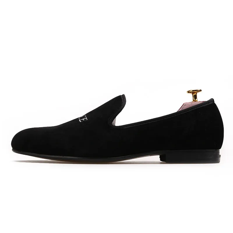 Allen Edmonds Horsebit Loafers OneDrop Handmade Men Smoking Slippers Peace Velvet Embroidery Party Wedding Prom Loafers