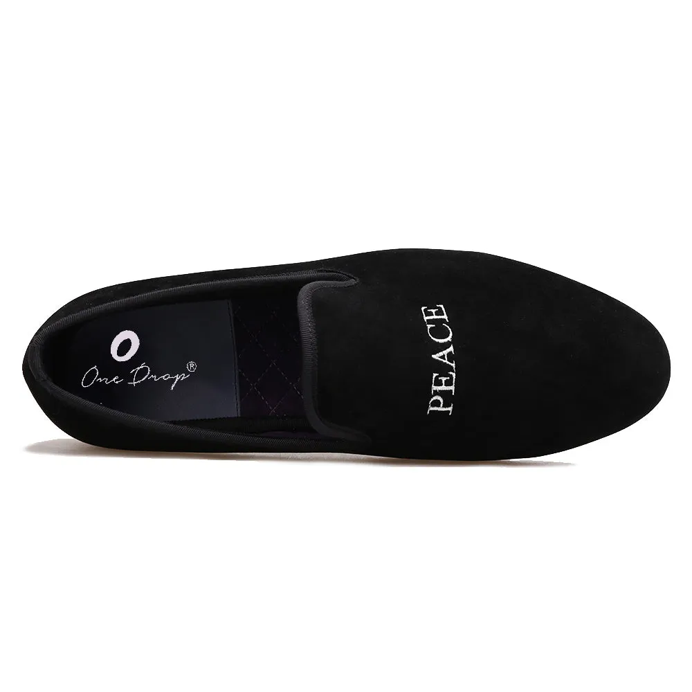 OneDrop Handmade Men Smoking Slippers Peace Velvet Embroidery Party Wedding Prom Loafers Loafers Italian