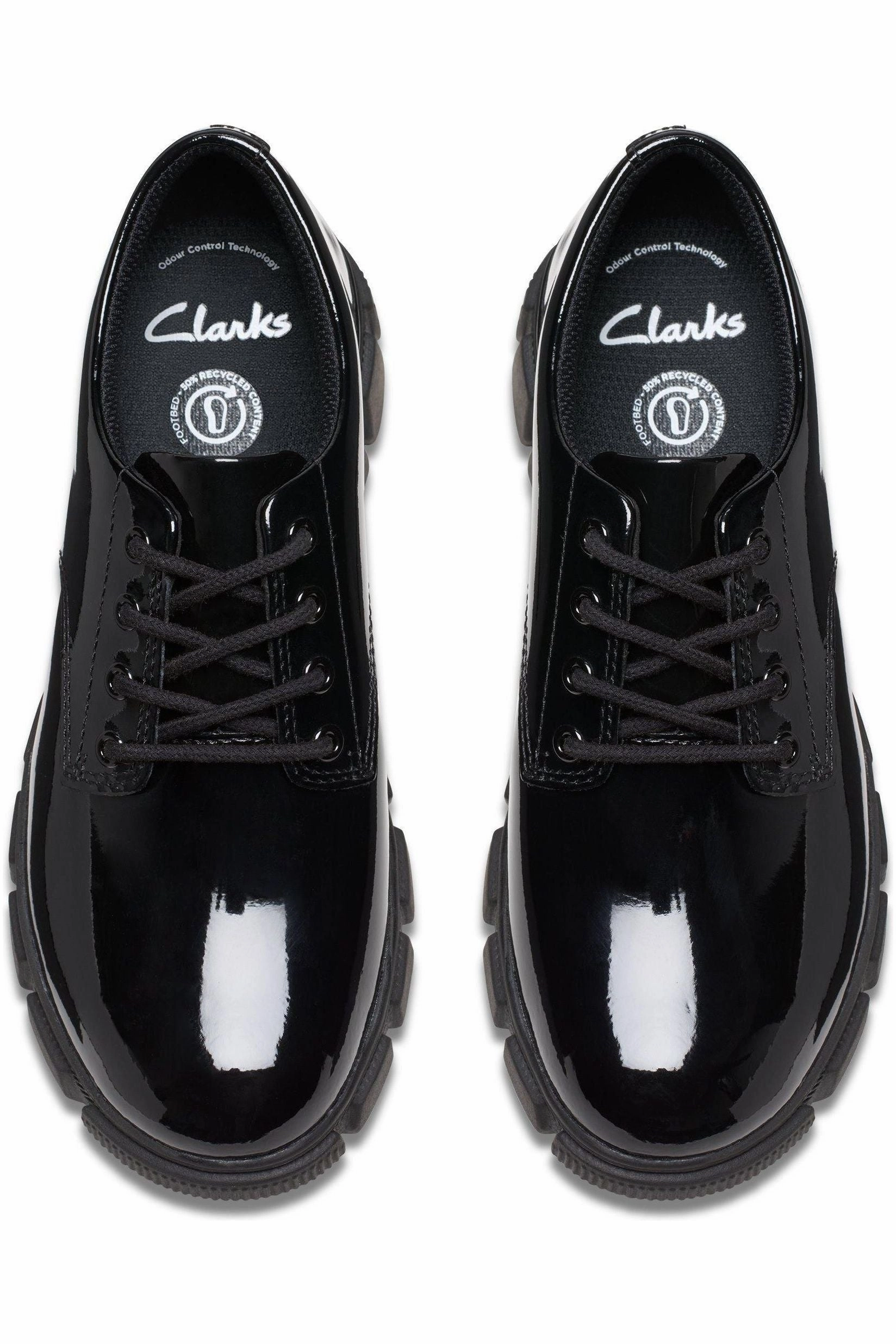 Clarks Evyn Lace Kids Black Patent school shoe Outdoor Use
