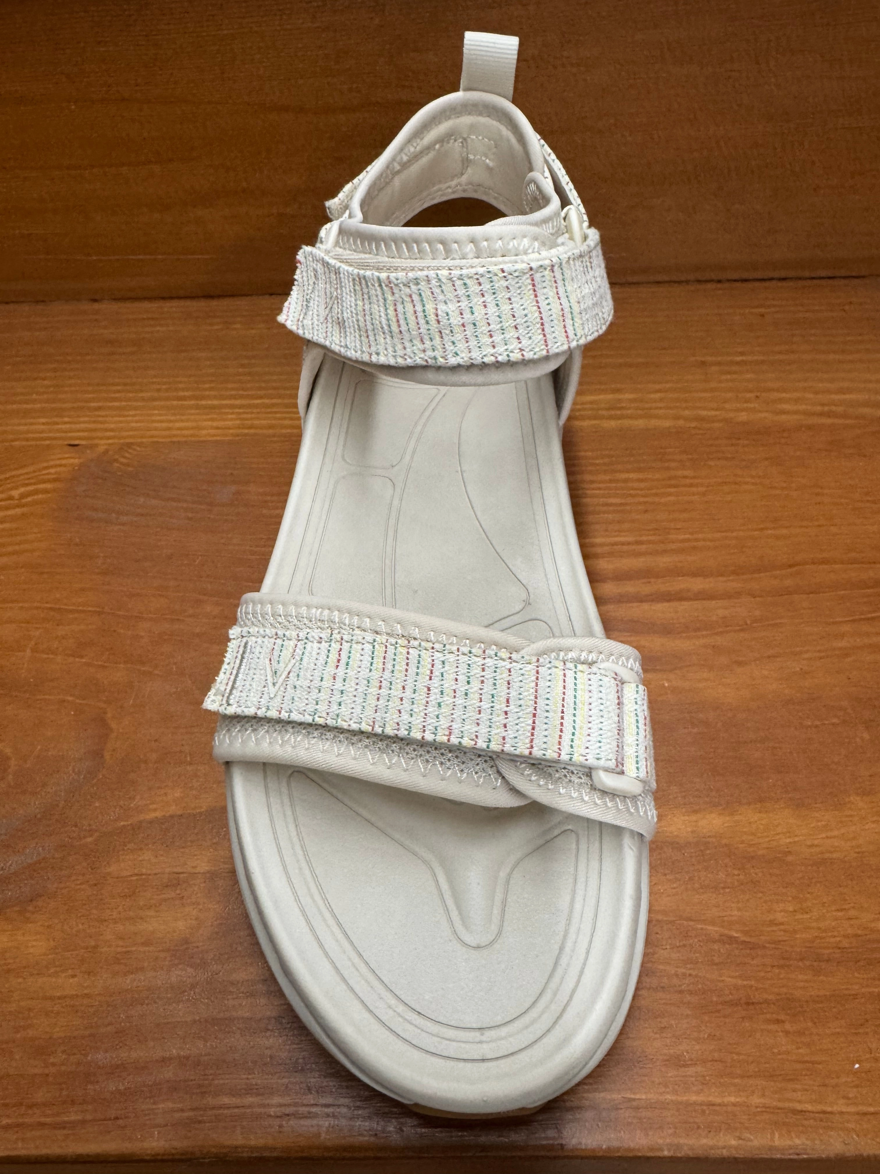 Vionic Walk Max Wanderer Sandal Cream Stripe Canvas Quick Travel Customizable