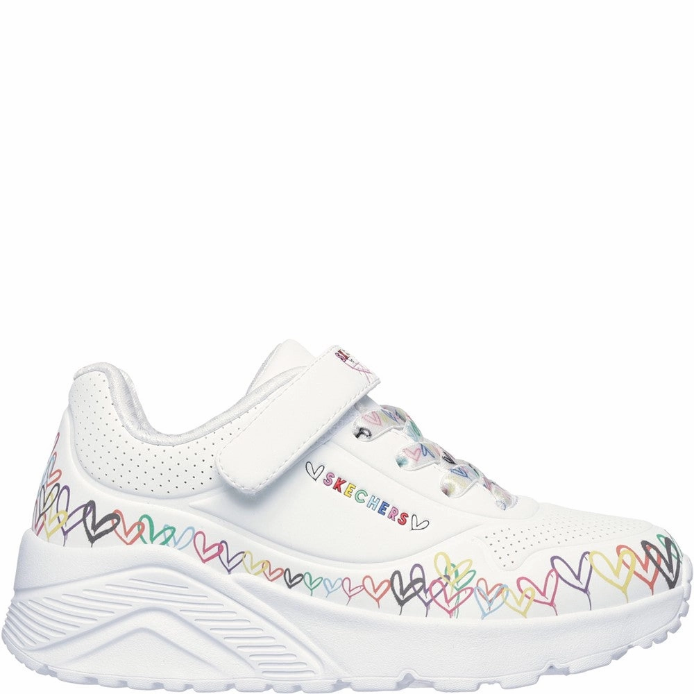 Skechers Uno Lite Heart Craze Trainers Plain Finish