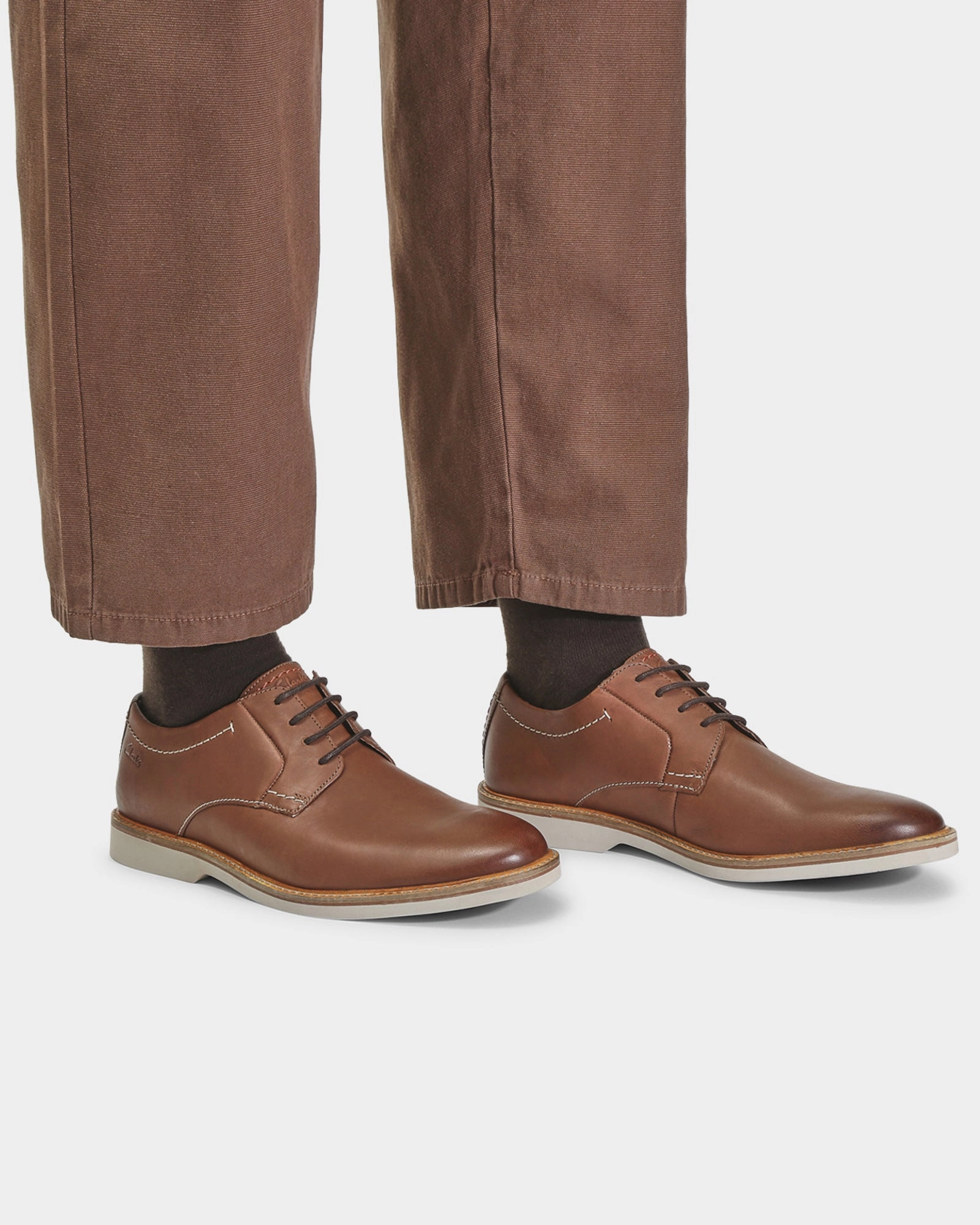 Atticus Ltlace Dark Tan Leather Easy Fit Shoes Steady Stride