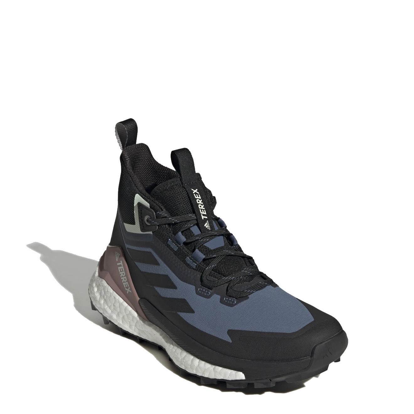 shoe stylishness enhancement Adidas Terrex Womens Free Hiker 2 Gore-Tex Hiking Shoes Wonder Steel / Core Black / Linen Green