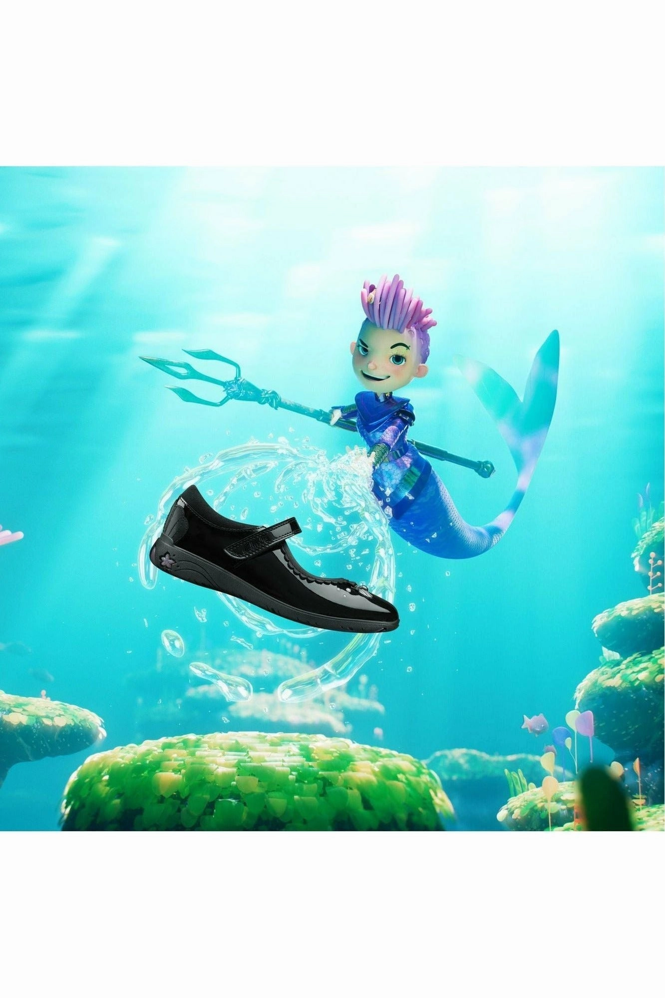 Clarks Sea Shimmer Toddler black patent Winery Glow Runway Step