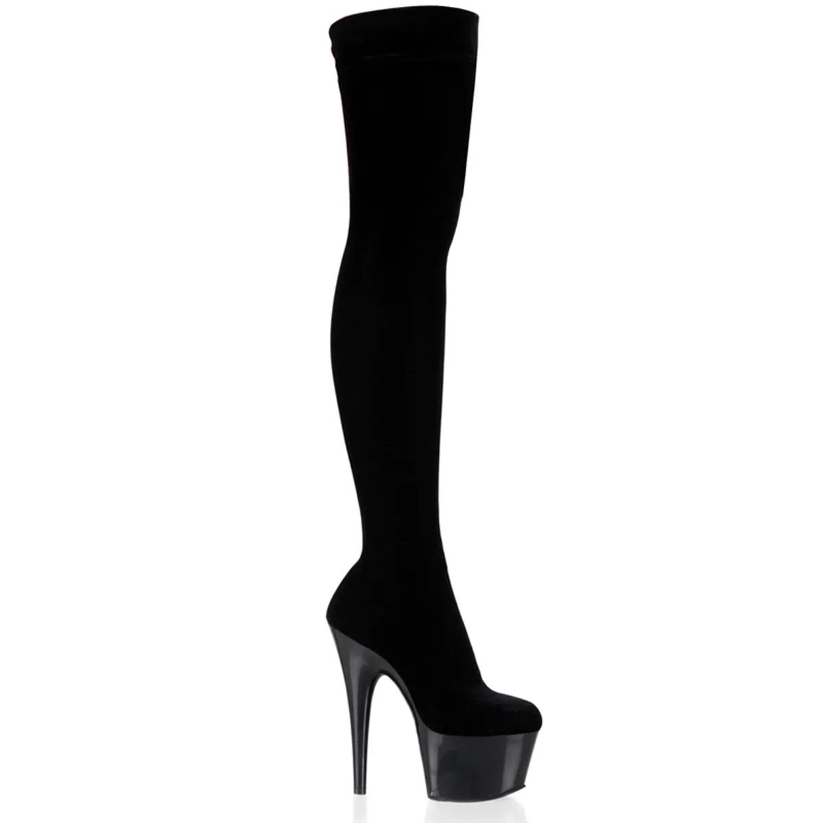 ADORE-3002 Pleaser Black Velvet Sexy Platform Shoes (Pole Dancing Heels) Asics Shoes Collaboration