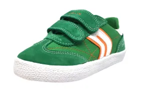 Geox Respira Boy's Suede and Canvas Double Hook and Loop Skater Sneaker Shoes, Green/Orange History Of Asics Running Shoes