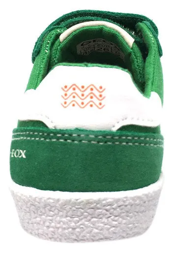 Geox Respira Boy's Suede and Canvas Double Hook and Loop Skater Sneaker Shoes, Green/Orange Deals On Asics Shoes