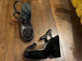 Asics Running Shoes Neutral Runners Vintage 70's black velvet platform shoes 7 B