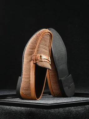 Leather Loafers On Sale HITZ5342-Men's Tan Leather Casual Loafers