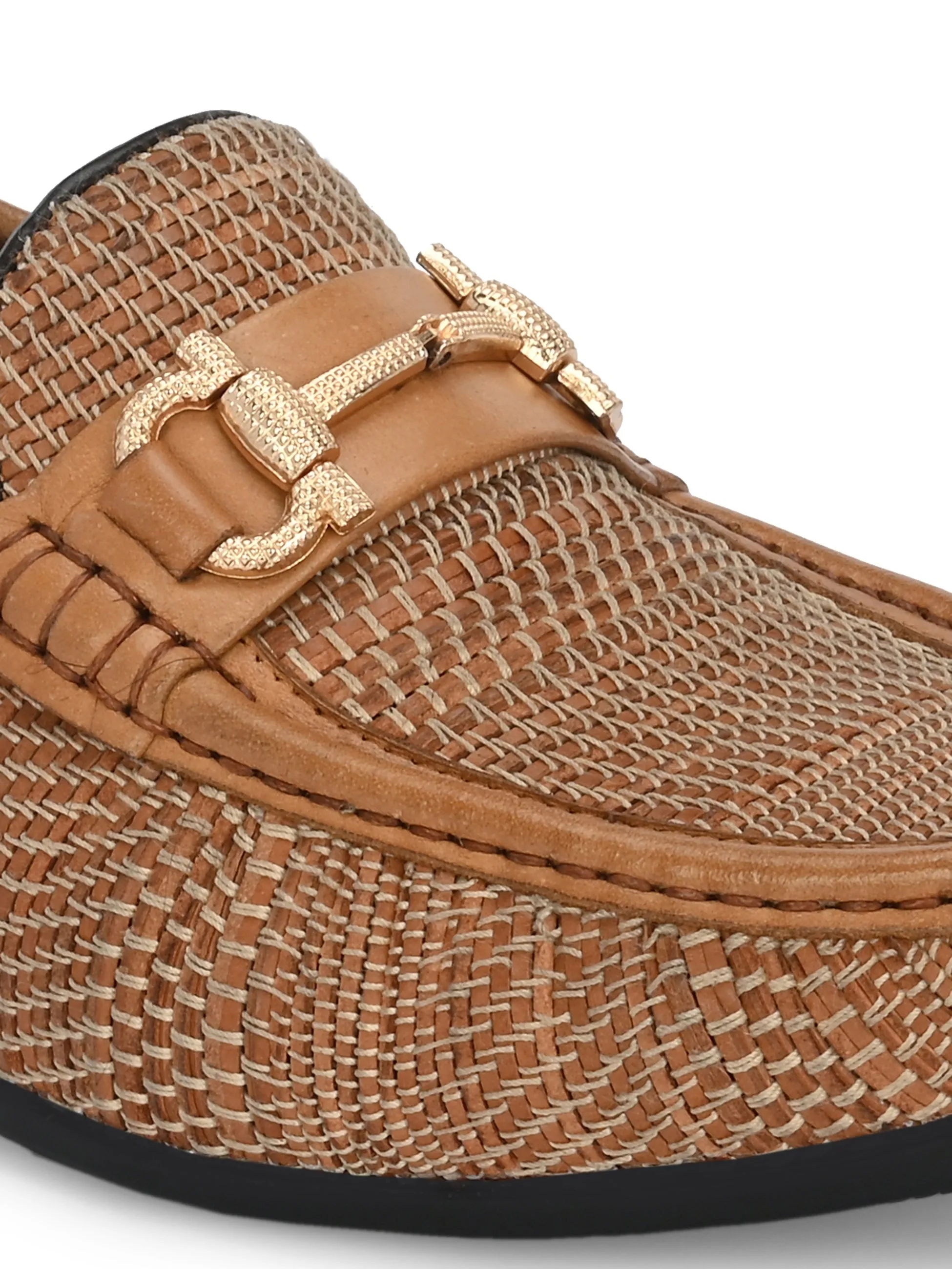 HITZ5342-Men's Tan Leather Casual Loafers Louis Loafers