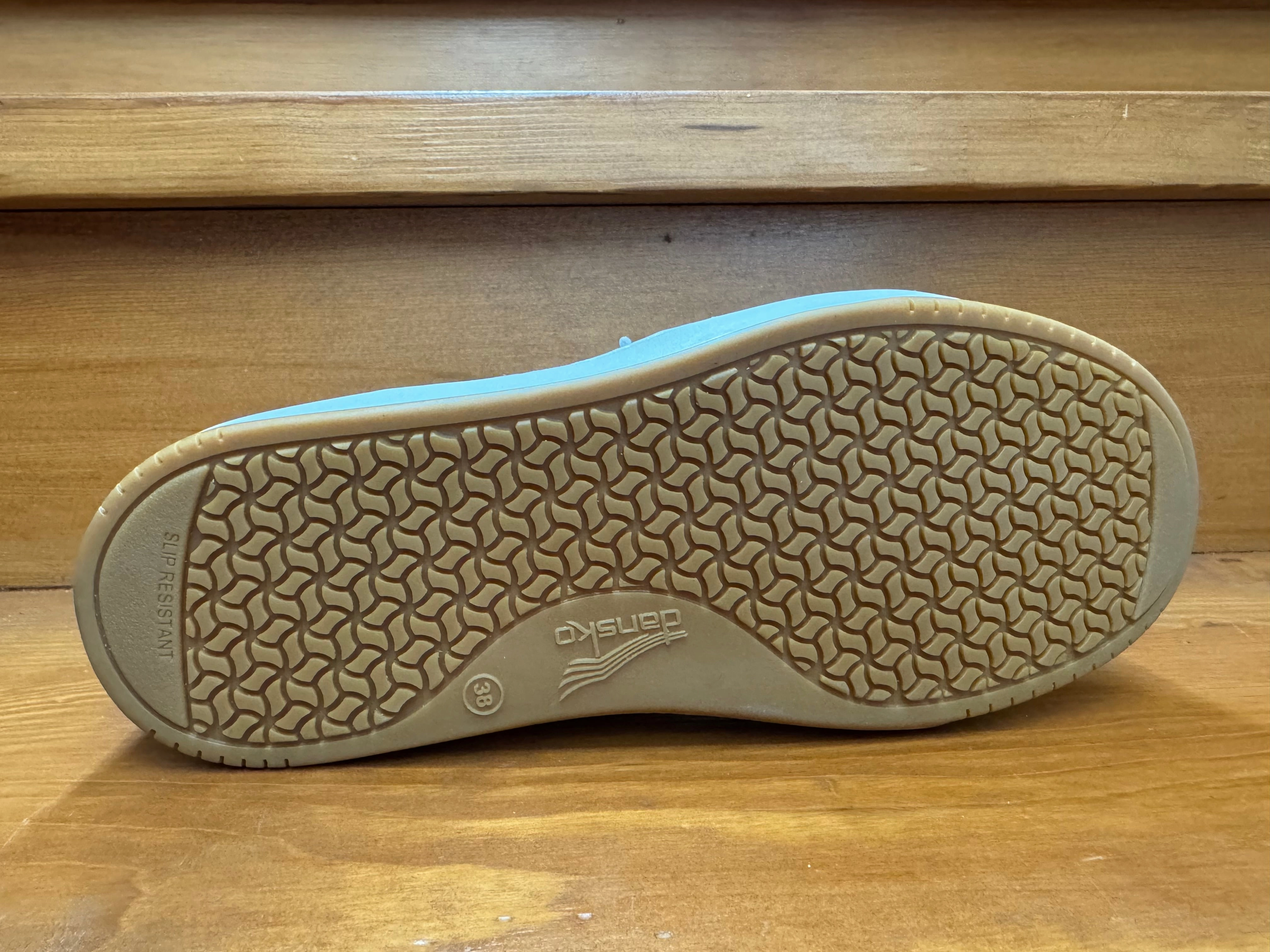 Dansko Josey White Strap snow material