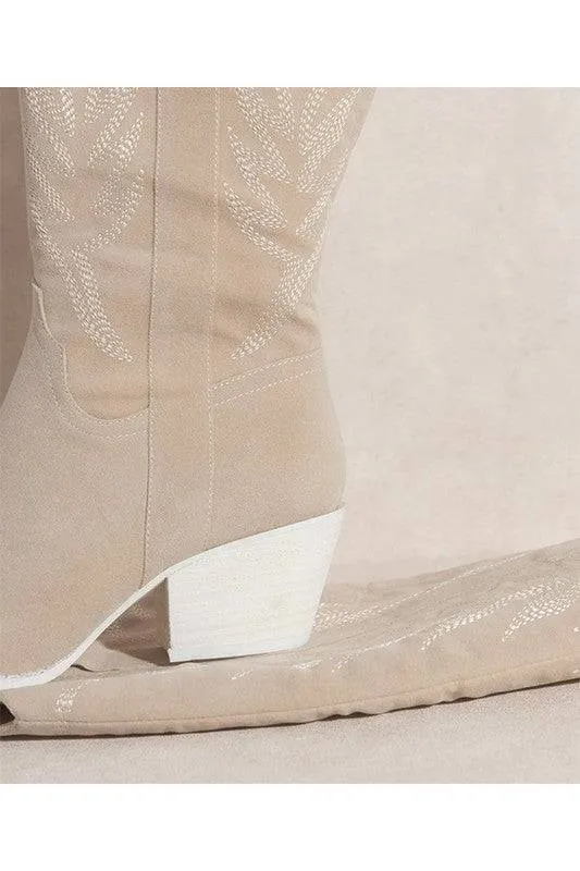 SAMARA - Unique long leather boots for women Suede Cowboy Boots