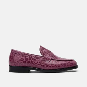 Ms. Calum Grape Floral Leather Penny Loafers Unlined Loafers