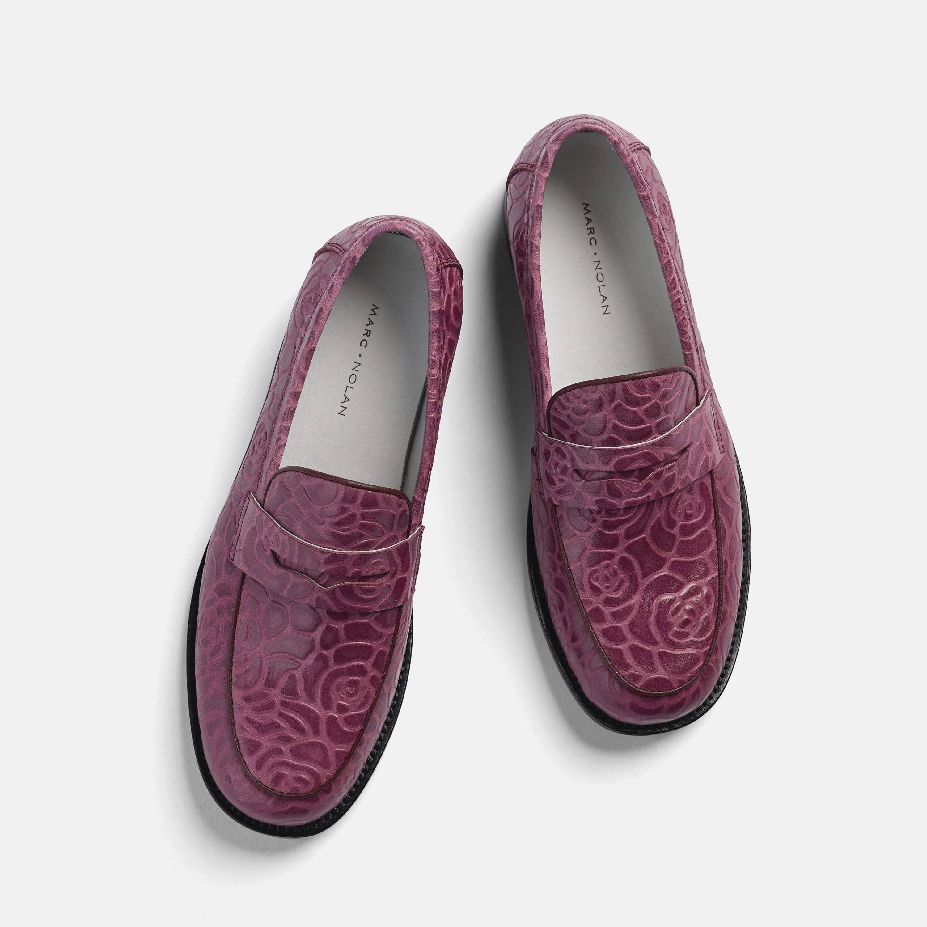 Loafers Zombie Island Ms. Calum Grape Floral Leather Penny Loafers