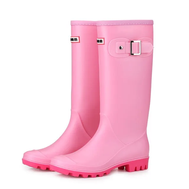 Jelly Beans Rain Boots Women High Warm Lined Rain Boots Anti-slip Waterproof Insulated Pull-on
