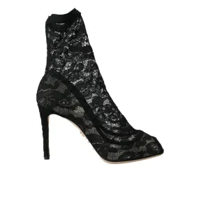 Shoes Like Adidas Campus Dolce & Gabbana Black Stretch Taormina Lace Boots Shoes