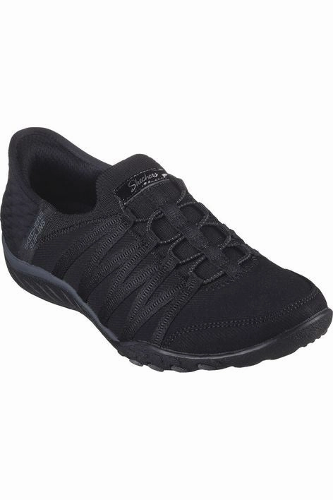 rainy day running shoes Trail Walk Skechers Slip Ins Breathe Easy 100593 in Black