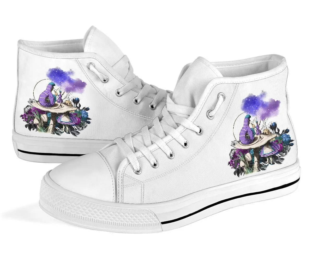 Flat Shoes For Formal Dresses High Top Sneakers - Alice in Wonderland Gifts #21 White/Purple | Birthday Gifts, Gift Idea, Custom Sneakers Women, Custom Women's Sneakers