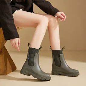 Wear-Resistant Height-Increasing Waterproof Non-Slip Outdoor Elastic Band Rain Boots for Women Kamik Chloe Rain Boot