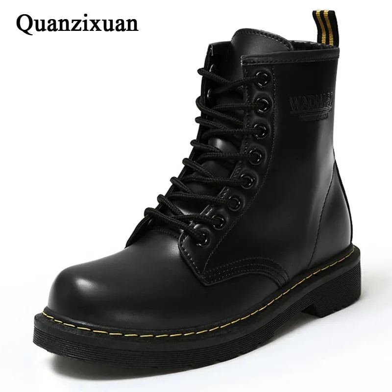 Winter Ankle Boots Pu Leather Women Boots Fashion Martin Boots Women Work Shoes Black Round Toe Lace-Up Women Shoes Female Boots Best Work Boots For Carpenters