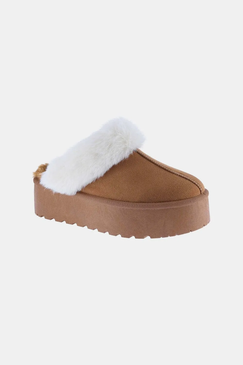 Weeboo Thick Bottom Fur Trim Snow Slippers Super Fluffy Slippers