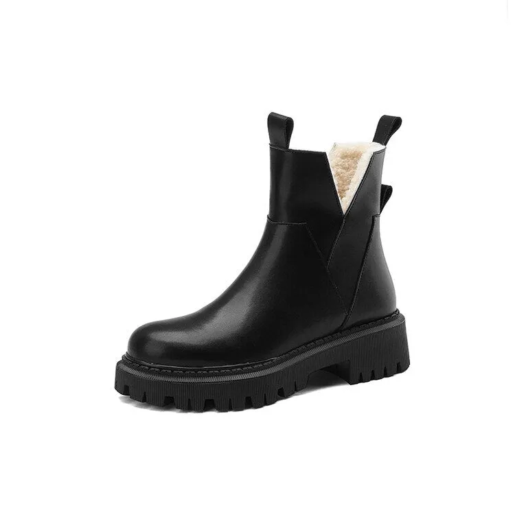 Superdry Snow Boots Wenkouban Autumn Boots    Winter Women Boots Round Toe Chunky Boots for Women Split leather Shoes Women Thick Heel Boots Casual Wool Warm Boots Snow Boots