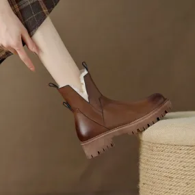 Boots With Snow Spikes Wenkouban Autumn Boots    Winter Women Boots Round Toe Chunky Boots for Women Split leather Shoes Women Thick Heel Boots Casual Wool Warm Boots Snow Boots