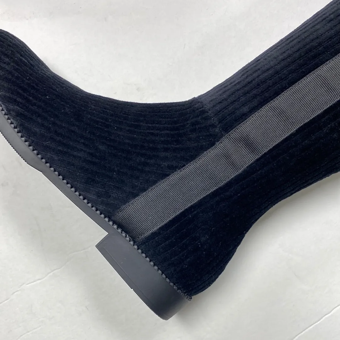 SALE FW22 Lolit FB105 Black Ribbed Velvet Boot with Zipper gun Fila Rain Boots