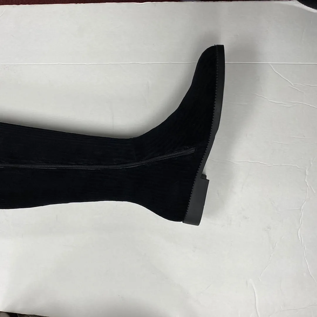 Rain Boots For Infants SALE FW22 Lolit FB105 Black Ribbed Velvet Boot with Zipper gun