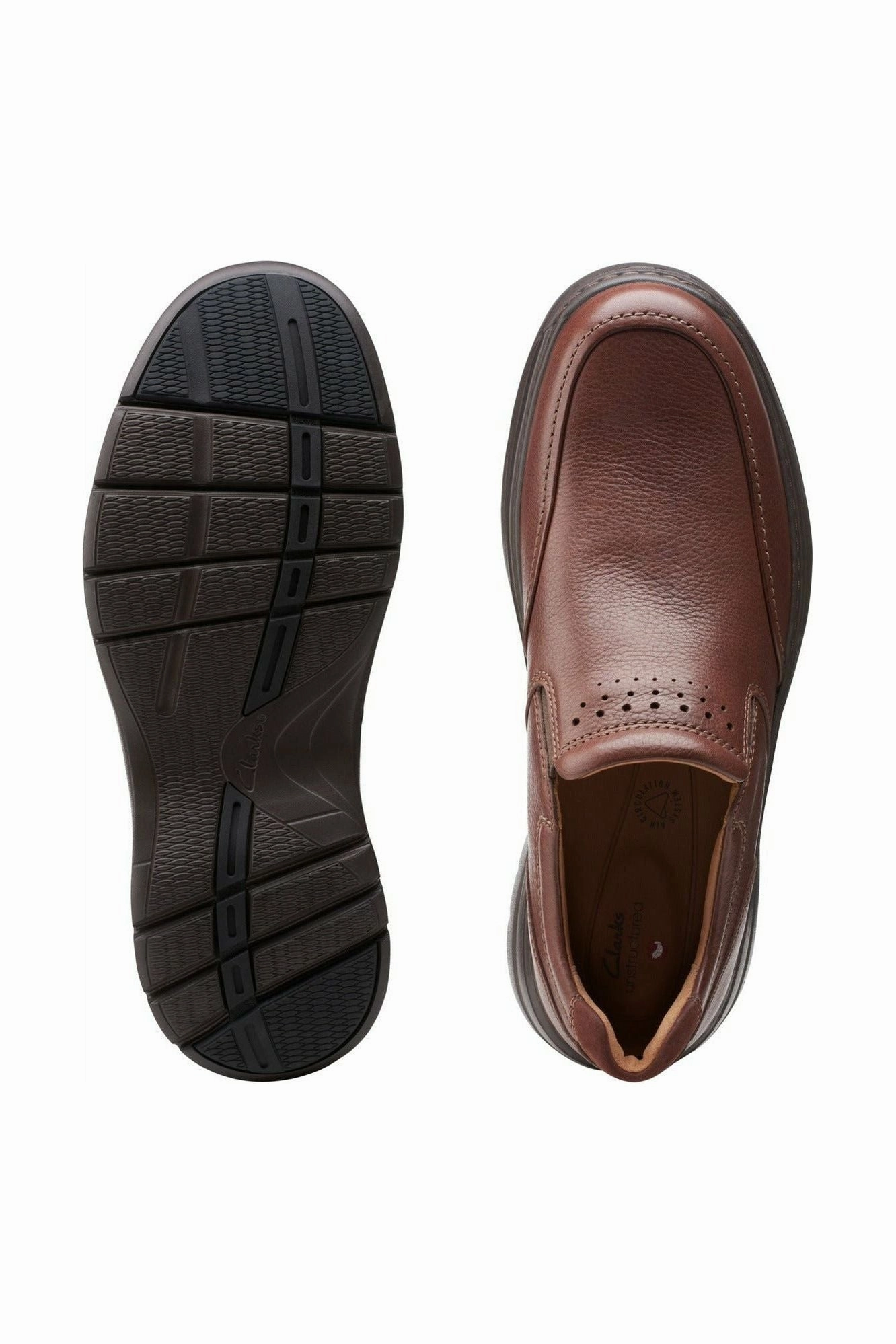 Clarks Un BrawleyStep Mahogany Leather Walk Ready Shoes Versatile Walk