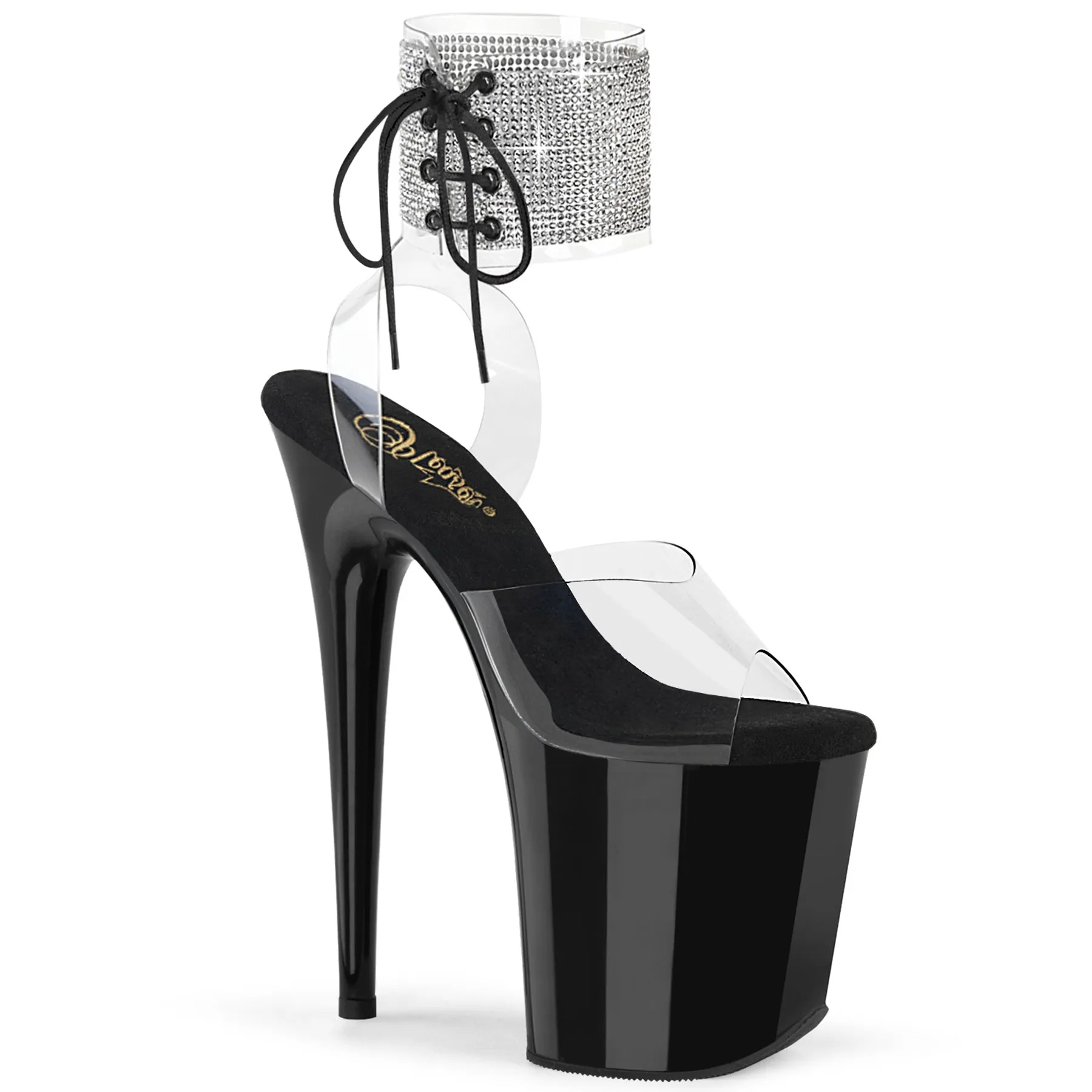 Asics Shoes For Sale Near Me FLAMINGO-891-2RS Pleaser Clear/Black Sexy Platform Shoes (Pole Dancing Heels)