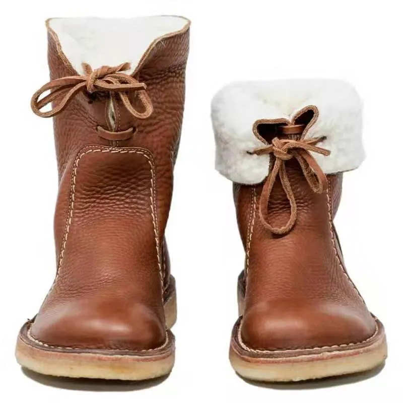 CAREN Waterdichte leren laarzen met fleecevoering (Nieuwe Collectie) Snow Boots Shopping