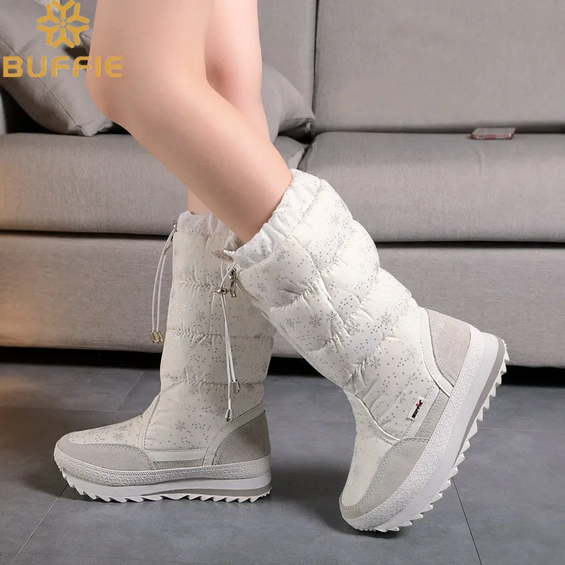 Knee-High Girls winter boots shoe white colour zipper up 2019 new season top quality soft warm fur free shipping teenager female Slip Resistant Snow Boots