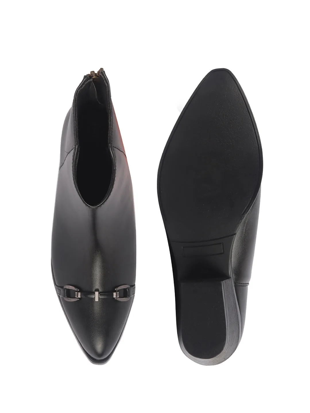 Work Boots Kansas City Mo Women Black Flared Heel High Ankle Back Side Zipper Horsebit Buckle Chelsea Work Boots|Outdoor Boots|Formal Boots