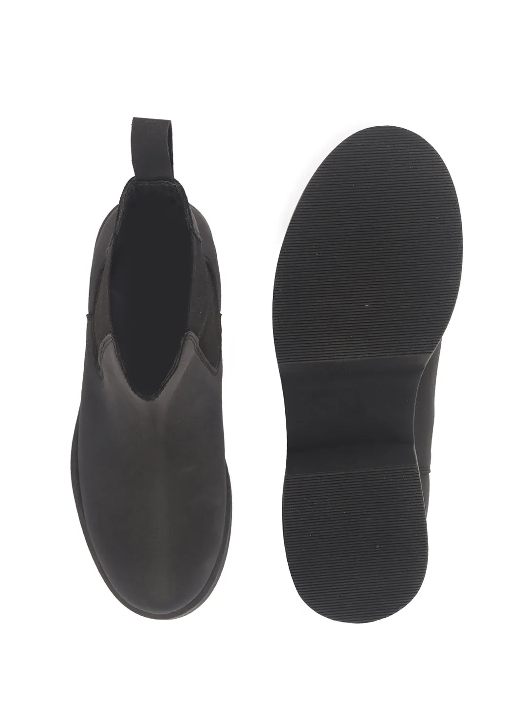 Rubber Toe Protectors For Work Boots Women Black Height Enhancer Flared Heel High Ankle Top Winter Chelsea Boots|Work Boot|Memory Cushioned Footbed