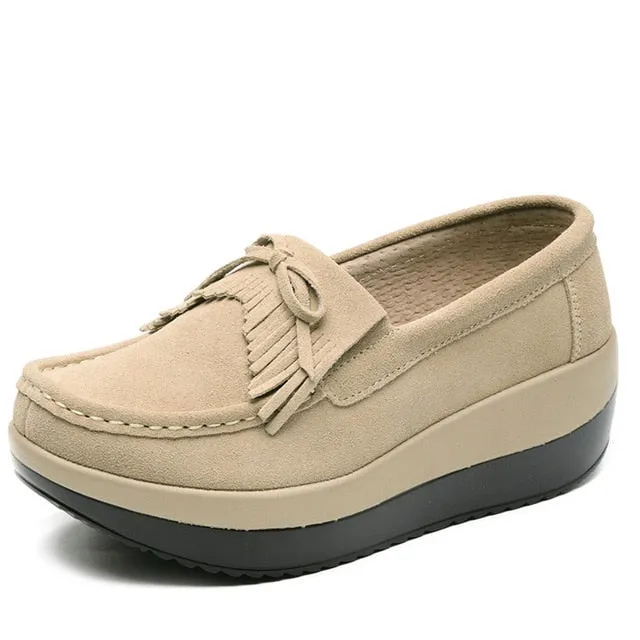 Women Flats Platform Loafers Ladies Elegant Genuine Leather Moccasins Shoes Woman Sports Loafers