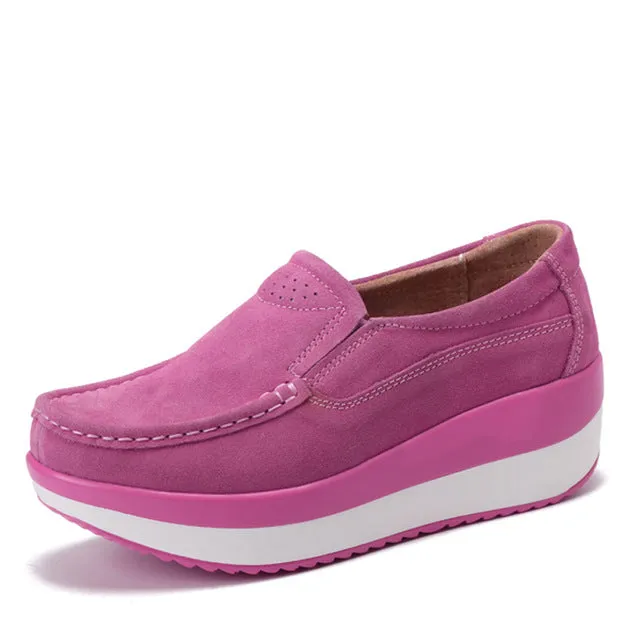 In Loafers Women Flats Platform Loafers Ladies Elegant Genuine Leather Moccasins Shoes Woman