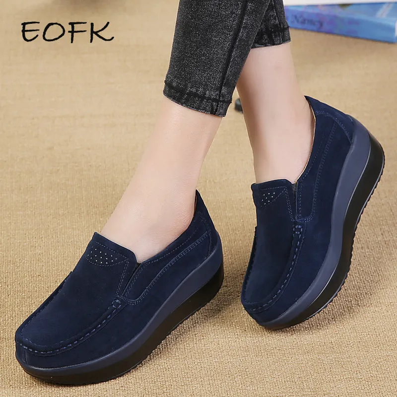 Women Flats Platform Loafers Ladies Elegant Genuine Leather Moccasins Shoes Woman Embroidered Loafers