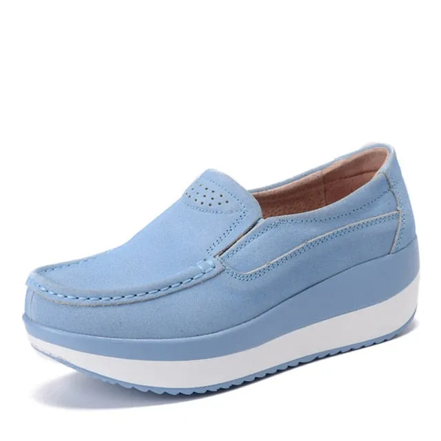 Women Flats Platform Loafers Ladies Elegant Genuine Leather Moccasins Shoes Woman Ballet Flat Loafers