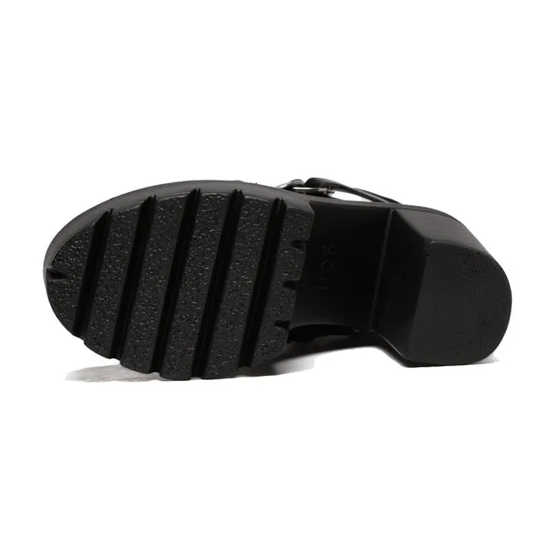 Women Gothic Black Boots Lace-up Platform Ankle High Heels Punk Pointy Boots Mexican