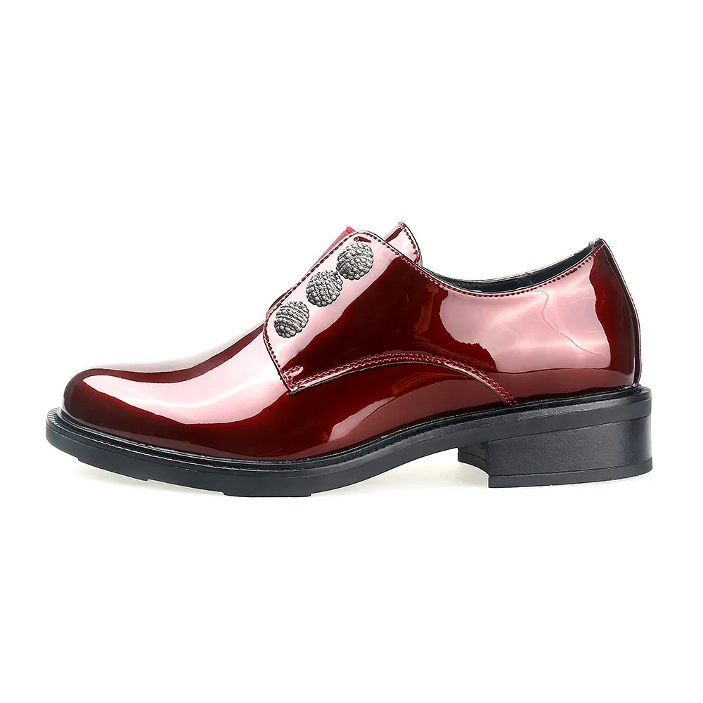 Women Patent Flats Loafers Luxury Rivet Office Formal Ladies Oxford Shoes Ted Baker Loafers